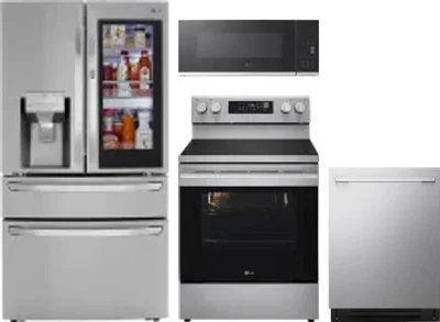 4 Piece Package Includes Refrigerator, Range, Microwave And Dishwasher