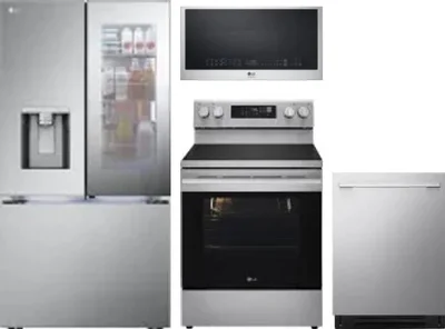 4 Piece Package Includes Refrigerator, Range, Microwave And Dishwasher