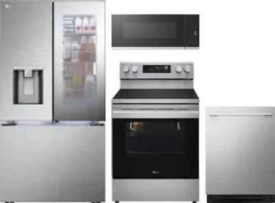 4 Piece Package Includes Refrigerator, Range, Microwave And Dishwasher