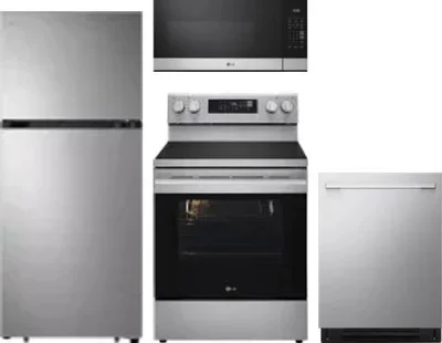 4 Piece Package Includes Refrigerator, Range, Microwave And Dishwasher
