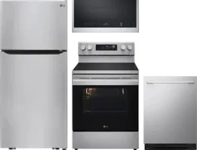 4 Piece Package Includes Refrigerator, Range, Microwave And Dishwasher