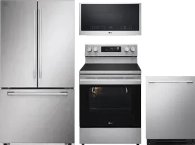 4 Piece Package Includes Refrigerator, Range, Microwave And Dishwasher
