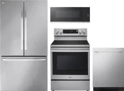 4 Piece Package Includes Refrigerator, Range, Microwave And Dishwasher