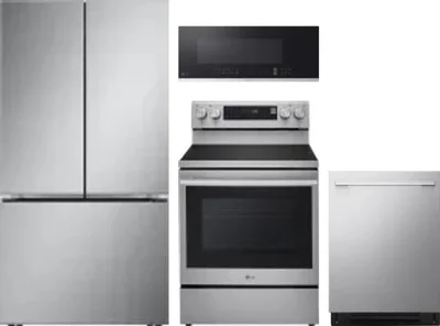 4 Piece Package Includes Refrigerator, Range, Microwave And Dishwasher