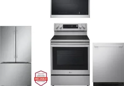 4 Piece Package Includes Refrigerator, Range, Microwave And Dishwasher