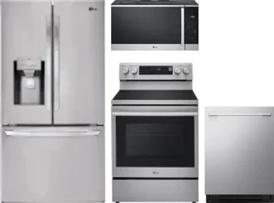 4 Piece Package Includes Refrigerator, Range, Microwave And Dishwasher