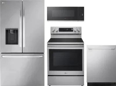 4 Piece Package Includes Refrigerator, Range, Microwave And Dishwasher