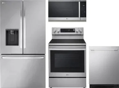 4 Piece Package Includes Refrigerator, Range, Microwave And Dishwasher