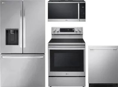 4 Piece Package Includes Refrigerator, Range, Microwave And Dishwasher