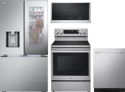 4 Piece Package Includes Refrigerator, Range, Microwave And Dishwasher