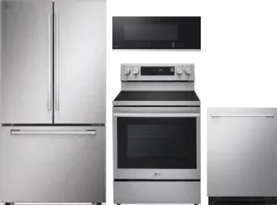 4 Piece Package Includes Refrigerator, Range, Microwave And Dishwasher