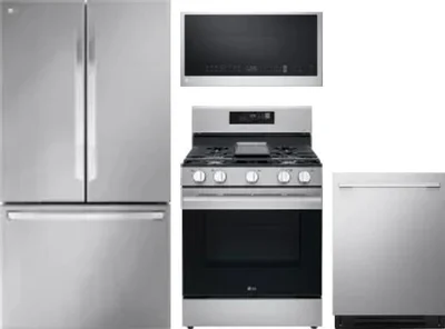 4 Piece Package Includes Refrigerator, Range, Microwave And Dishwasher