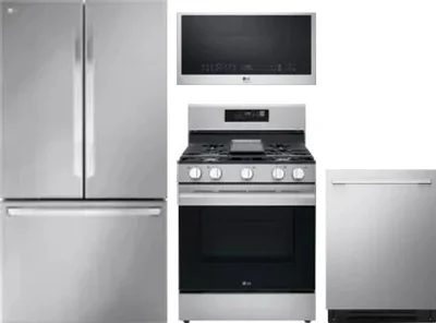 4 Piece Package Includes Refrigerator, Range, Microwave And Dishwasher