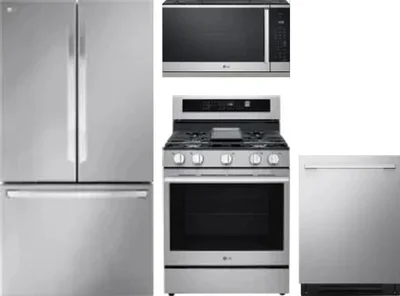 4 Piece Package Includes Refrigerator, Range, Microwave And Dishwasher