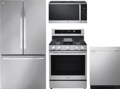 4 Piece Package Includes Refrigerator, Range, Microwave And Dishwasher