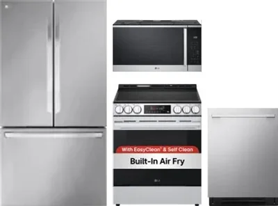 4 Piece Package Includes Refrigerator, Range, Microwave And Dishwasher
