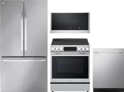 4 Piece Package Includes Refrigerator, Range, Microwave And Dishwasher
