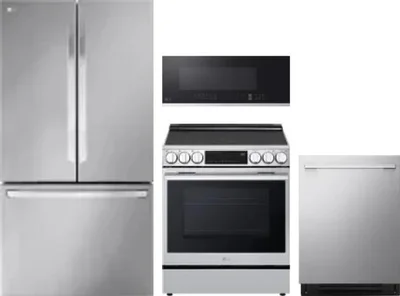 4 Piece Package Includes Refrigerator, Range, Microwave And Dishwasher