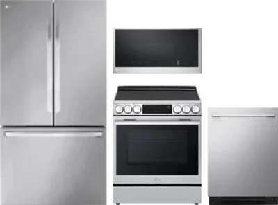 4 Piece Package Includes Refrigerator, Range, Microwave And Dishwasher