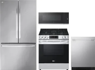 4 Piece Package Includes Refrigerator, Range, Microwave And Dishwasher