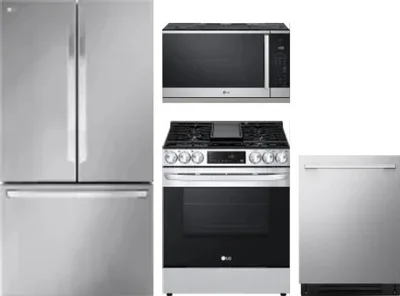 4 Piece Package Includes Refrigerator, Range, Microwave And Dishwasher
