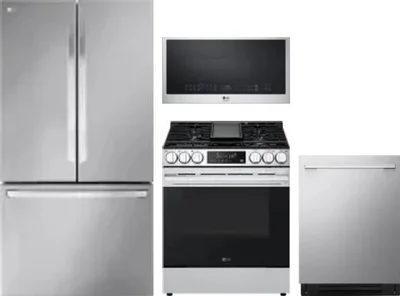 4 Piece Package Includes Refrigerator, Range, Microwave And Dishwasher
