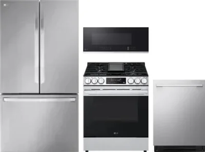 4 Piece Package Includes Refrigerator, Range, Microwave And Dishwasher
