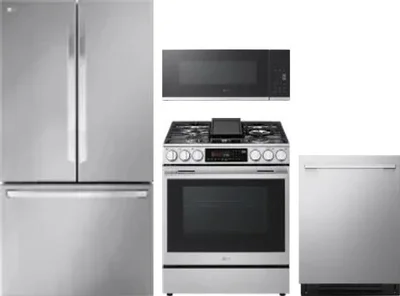 4 Piece Package Includes Refrigerator, Range, Microwave And Dishwasher