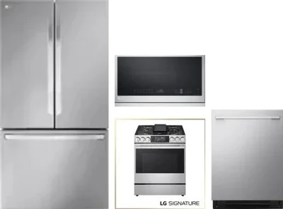 4 Piece Package Includes Refrigerator, Range, Microwave And Dishwasher