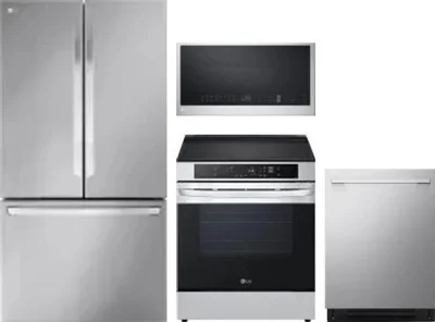 4 Piece Package Includes Refrigerator, Range, Microwave And Dishwasher