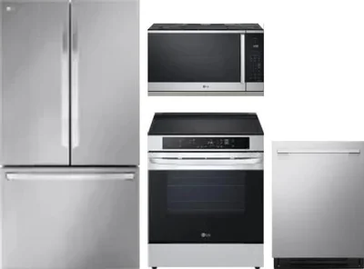 4 Piece Package Includes Refrigerator, Range, Microwave And Dishwasher