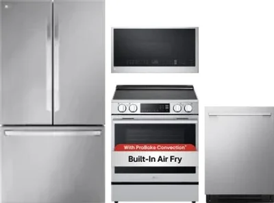 4 Piece Package Includes Refrigerator, Range, Microwave And Dishwasher