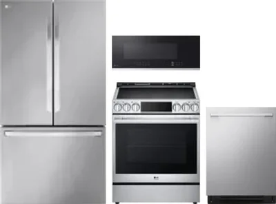 4 Piece Package Includes Refrigerator, Range, Microwave And Dishwasher