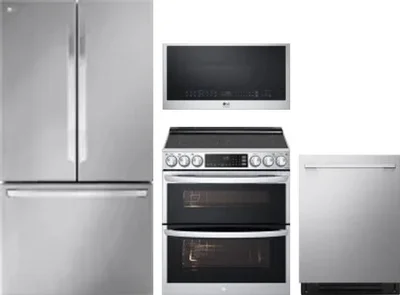 4 Piece Package Includes Refrigerator, Range, Microwave And Dishwasher