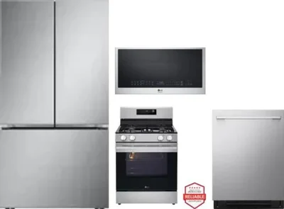4 Piece Package Includes Refrigerator, Range, Microwave And Dishwasher
