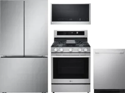 4 Piece Package Includes Refrigerator, Range, Microwave And Dishwasher