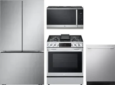 4 Piece Package Includes Refrigerator, Range, Microwave And Dishwasher