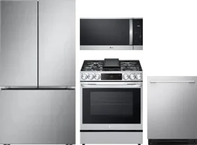 4 Piece Package Includes Refrigerator, Range, Microwave And Dishwasher