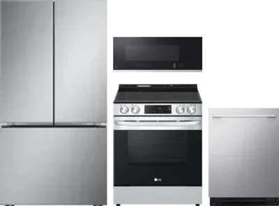 4 Piece Package Includes Refrigerator, Range, Microwave And Dishwasher