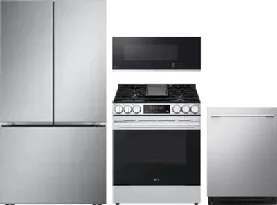 4 Piece Package Includes Refrigerator, Range, Microwave And Dishwasher