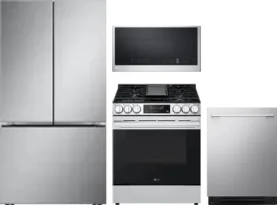 4 Piece Package Includes Refrigerator, Range, Microwave And Dishwasher
