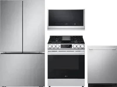 4 Piece Package Includes Refrigerator, Range, Microwave And Dishwasher