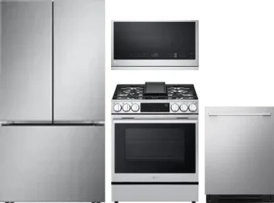 4 Piece Package Includes Refrigerator, Range, Microwave And Dishwasher