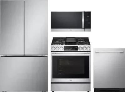 4 Piece Package Includes Refrigerator, Range, Microwave And Dishwasher