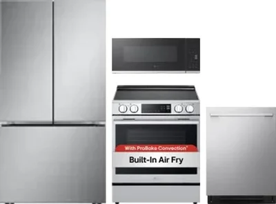 4 Piece Package Includes Refrigerator, Range, Microwave And Dishwasher