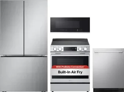 4 Piece Package Includes Refrigerator, Range, Microwave And Dishwasher