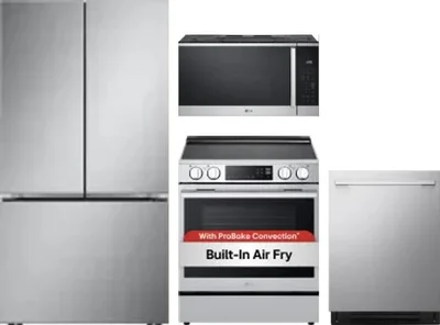 4 Piece Package Includes Refrigerator, Range, Microwave And Dishwasher