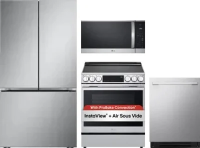4 Piece Package Includes Refrigerator, Range, Microwave And Dishwasher