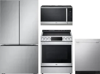 4 Piece Package Includes Refrigerator, Range, Microwave And Dishwasher
