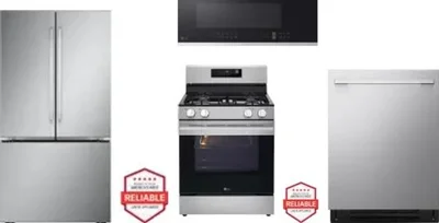 4 Piece Package Includes Refrigerator, Range, Microwave And Dishwasher